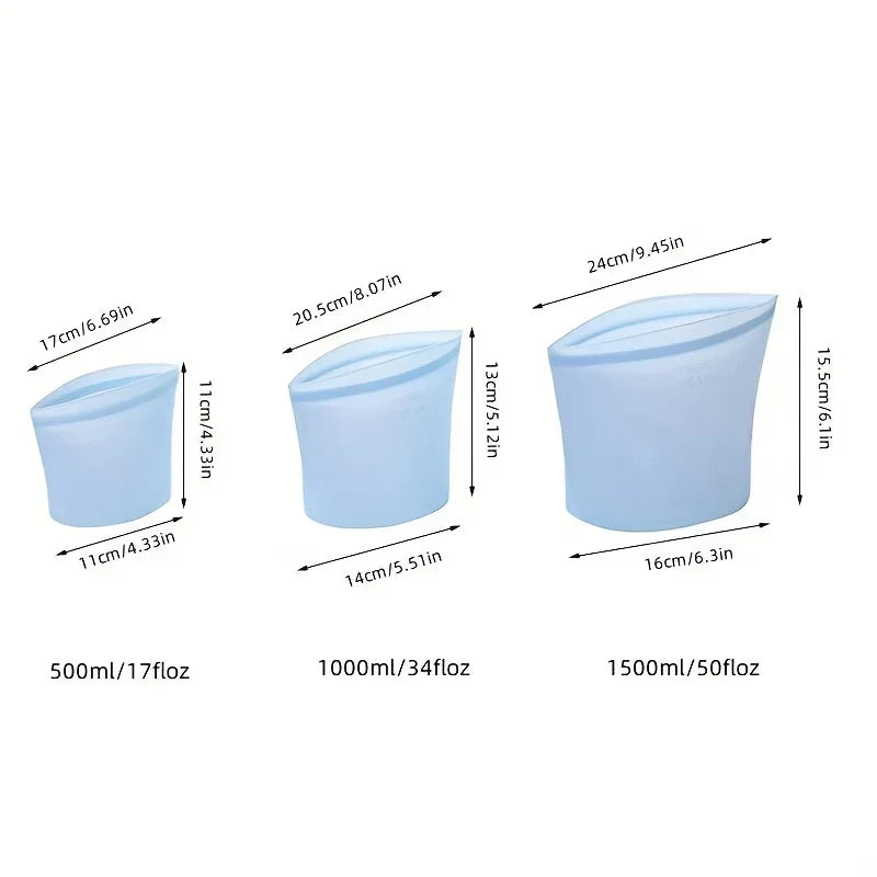 Reusable Silicone Food Storage Bags (3-Pack)