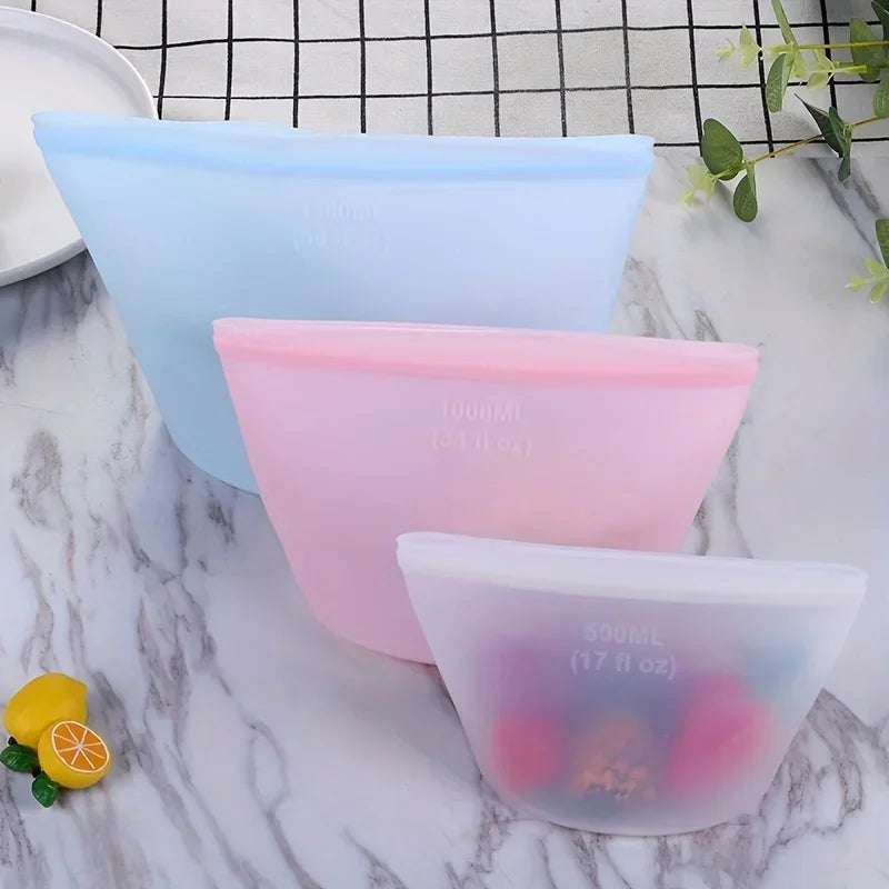 Reusable Silicone Food Storage Bags (3-Pack)